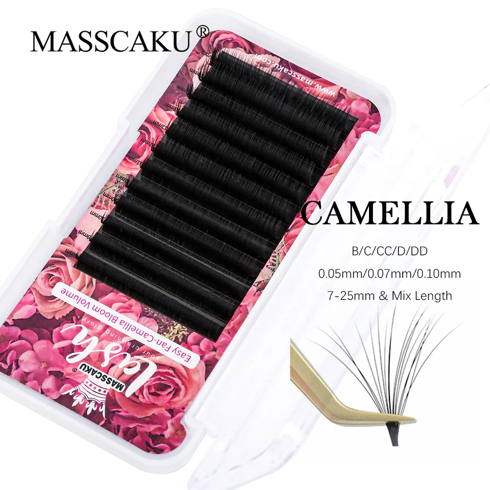 

MASSCAKU Easy Fanning Lash Extension for Professional Lash Building 1-Sec Blooming 0.05/0.07/0.10 False Eyelashes