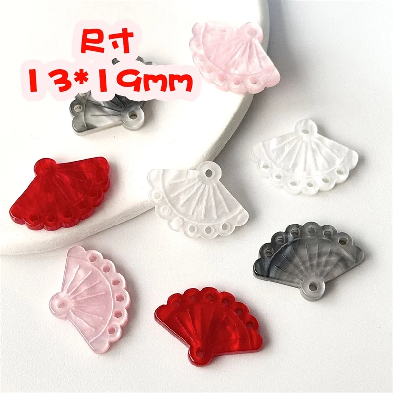 

Wholesale 190pcs/lot 13*19mm color print cartoon fan shape acrylic beads diy jewelry garment hair accessory