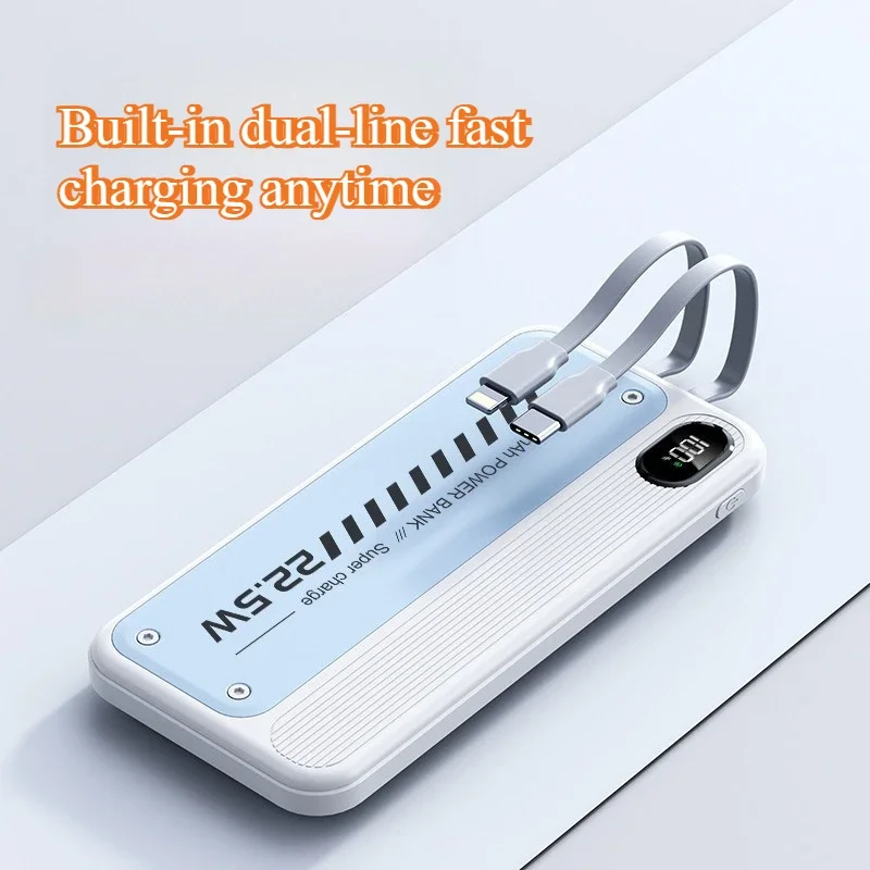 10000/20000mAh New Built-in Line Fast Charging Power Bank with Large Capacity
