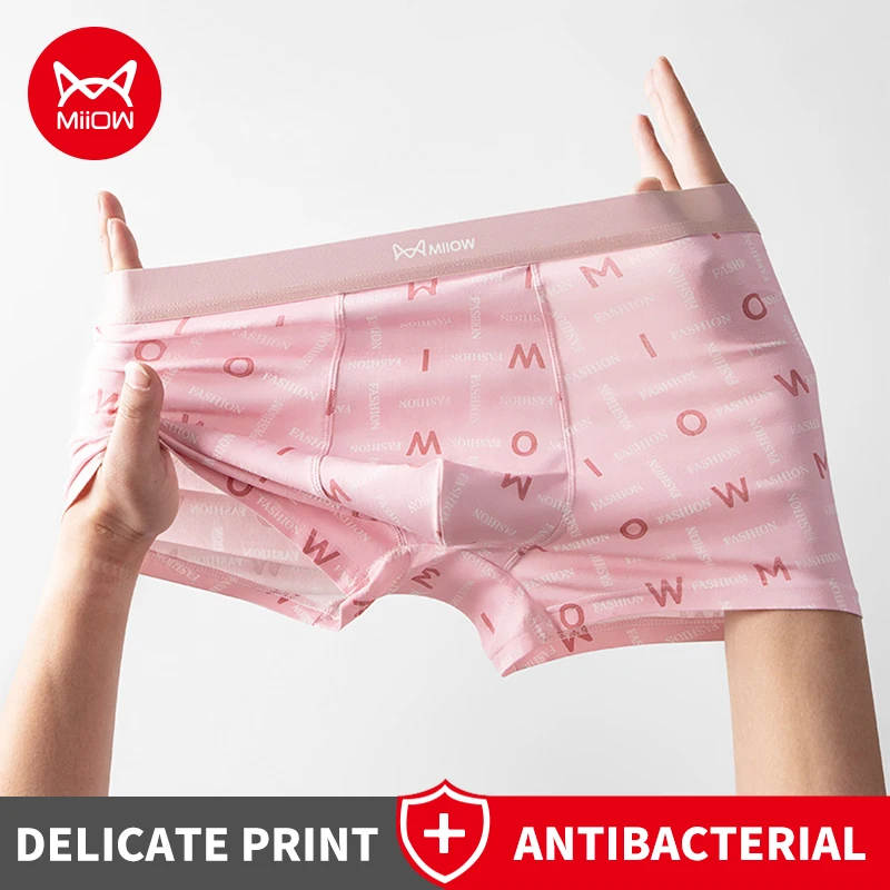 MiiOW 3Pcs Fashion Letter Print Mens Underwear 10A Antibacterial Cotton Crotch Men Panties Boxershorts Breathable Man Underpants