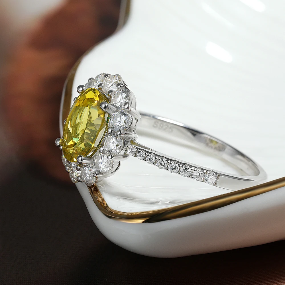 Onnelik 2CT Real Lab Grown Ruby/Canary Yellow/Padparadscha Diamond Ring 925 Sterling Silver for Women Wedding Party Fine Jewelry view 2