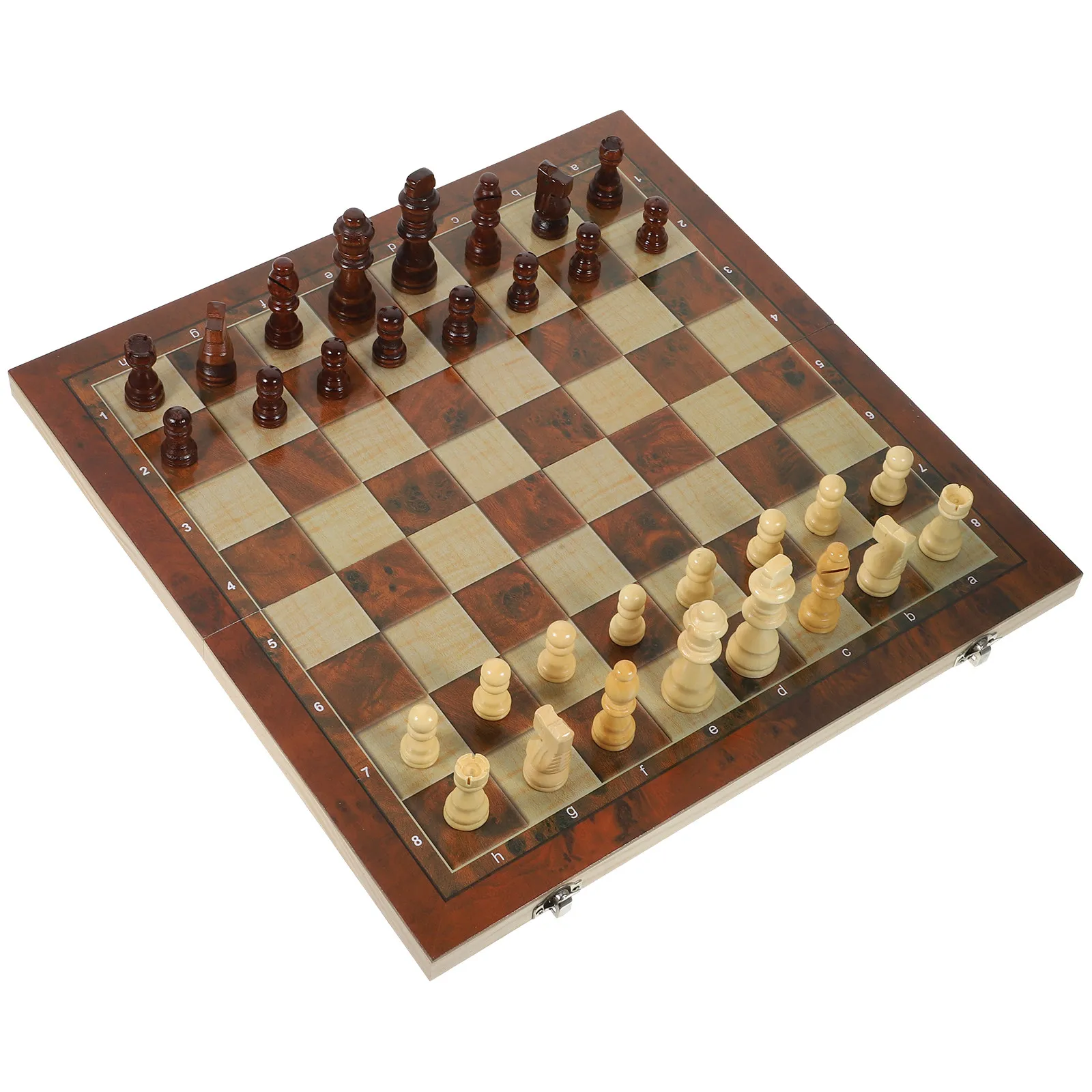 

Набор для международных шахматных игр 3-в-1: многофункциональная складная деревянная доска для шахмат, шашек и нард, портативный набор для семьи и офиса