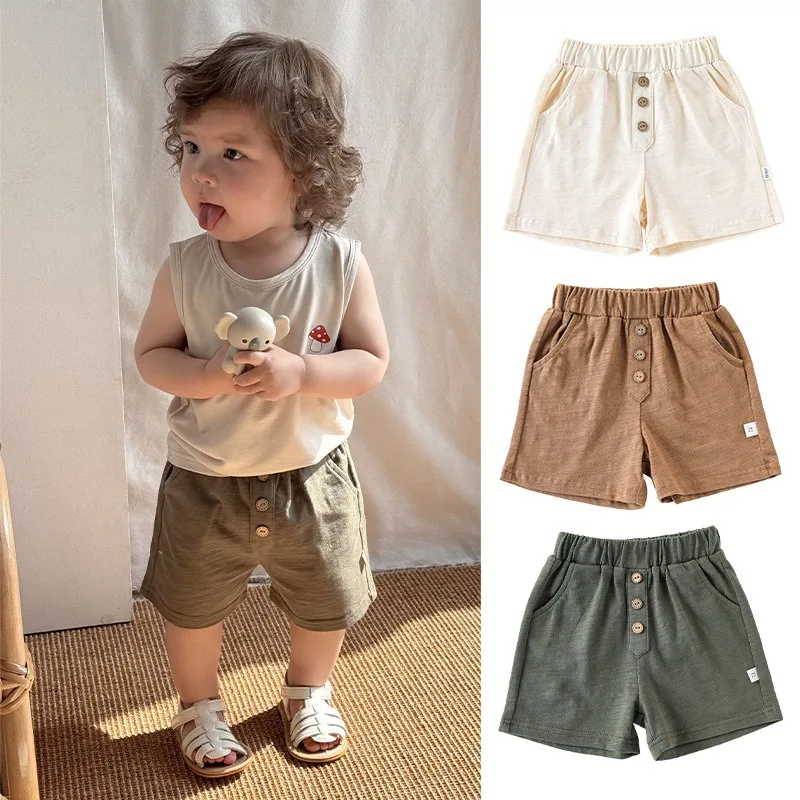

Летняя детская одежда, шорты для младенцев, брюки, хлопковый свободный мягкий костюм, однотонные милые штаны для мальчиков и девочек, повседневная одежда