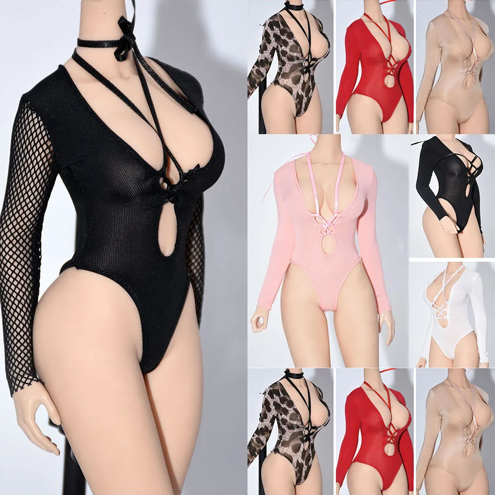 

1/6 Women Soldier Bodysuit Smooth Ice Silk Slim One Piece Swimsuit Swimwear Bodycon Bikini For 12 Inches Action Figure Model