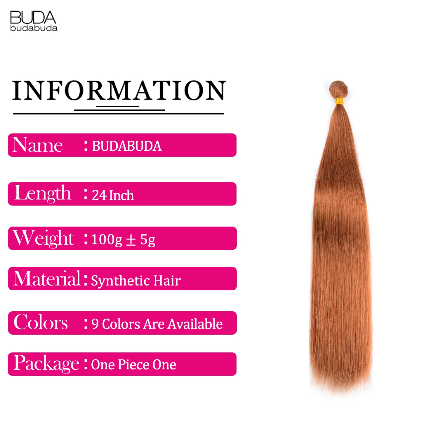 Extensiones de cabello liso de hueso, de 24 pulgadas sintético mechones de pelo largo y liso, pelo de fibra resistente al calor, Cosplay marrón y Rubio