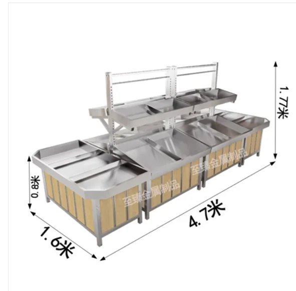 All stainless steel fruit and vegetable shelves supermarket fruit and vegetable shelves fresh shelves fruit stacking display she