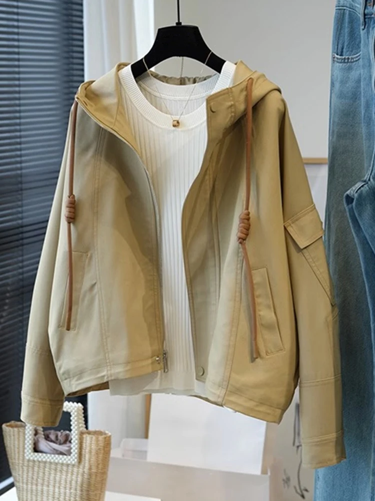 فضفاض كسول Sle هوديي Jaet الخريف الشتاء وصول جديد Ele الراقية ort Sve طويل Sve قمة المرأة Faion