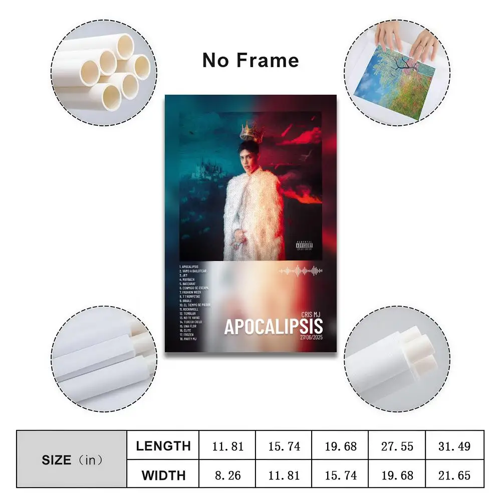 Cris MJ Apocalipsis Poster Peelable Self-Adhesive Album Cover Stickers, Frameless Wall Art for Singer Band Pop Rap Bedroom