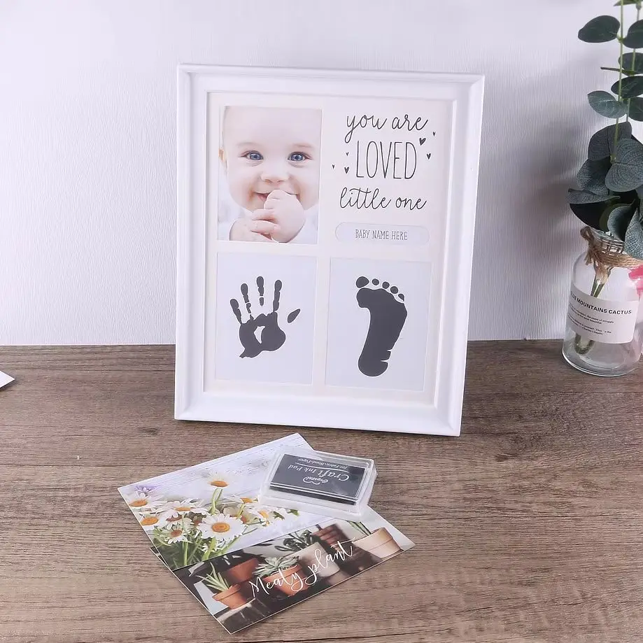 

Ylsteed Newborn Hand and Foot Prints with Ink Pad Baby Footprint Infant Souvenir Newborn Photo Frame for Picture Props-HD