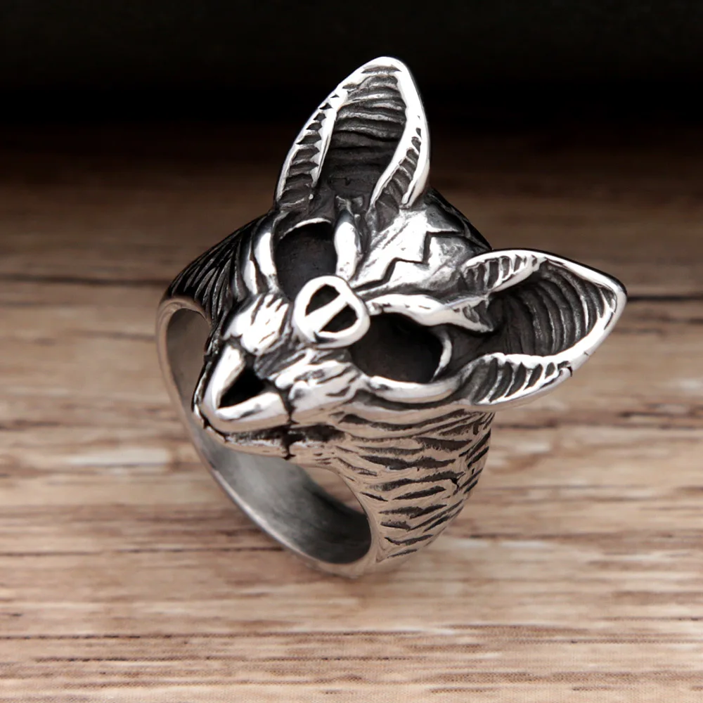 Vintage Men's Biker Bat Skull Ring Gothic Stainless Steel Rings for Women Animal Skeleton Hiphop Rock Punk Ring Fashion Jewelry
