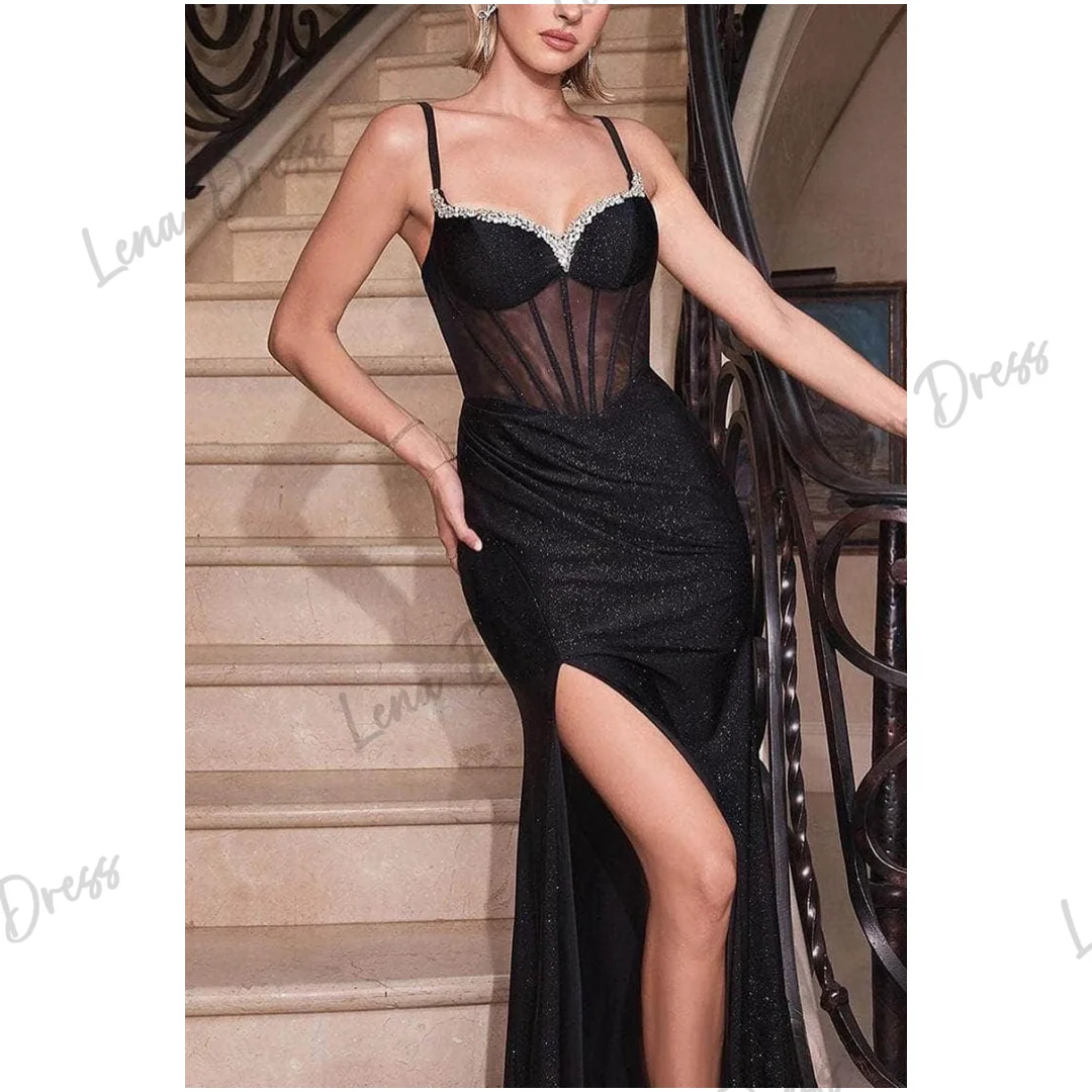 

Lena Sweetheart Women Evening Dress Luxury 2024 Dubai Side Slit Elegant Dresses for Women Gala Party Fish Tail Spaghetti Straps