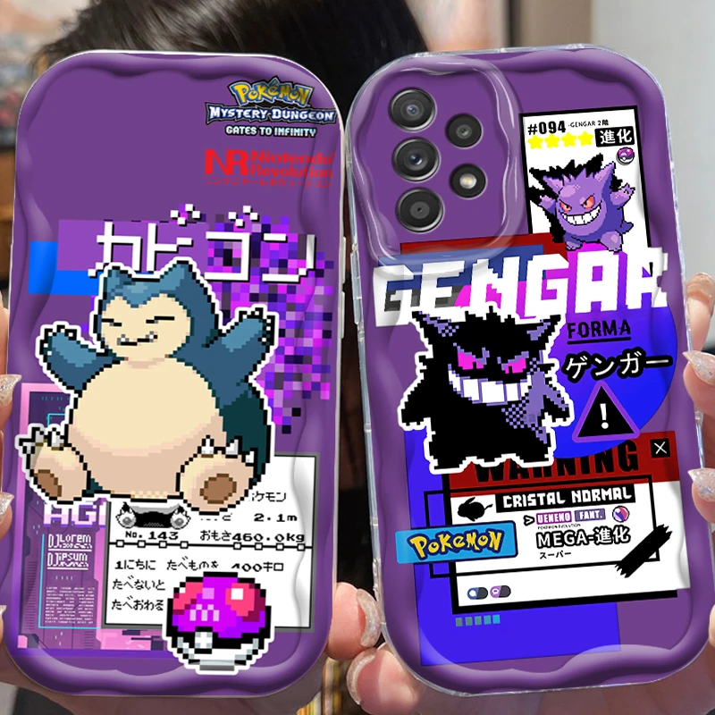 Pokemon Mewtwo Gengar Cute For Samsung A55 A54 A53 A52 A35 A34 A33 A32 A25 A24 A23 A22 A21S A15 A13 A14 5G Wave Oil Cover