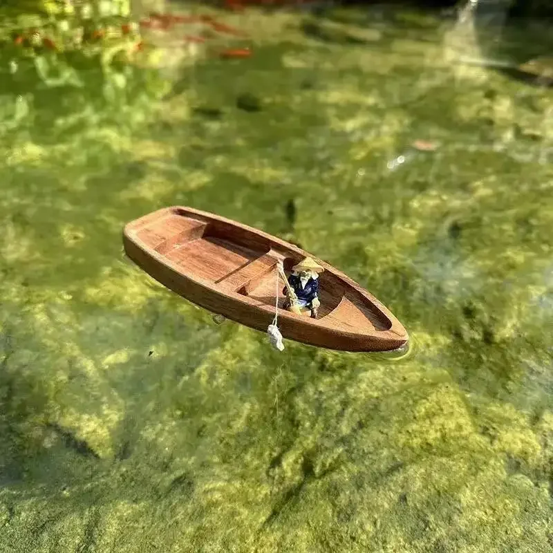 1개 요정 정원 홈 장식 세라믹 어부 보트 피규어 수족관 어항 풍경 분재 장식품