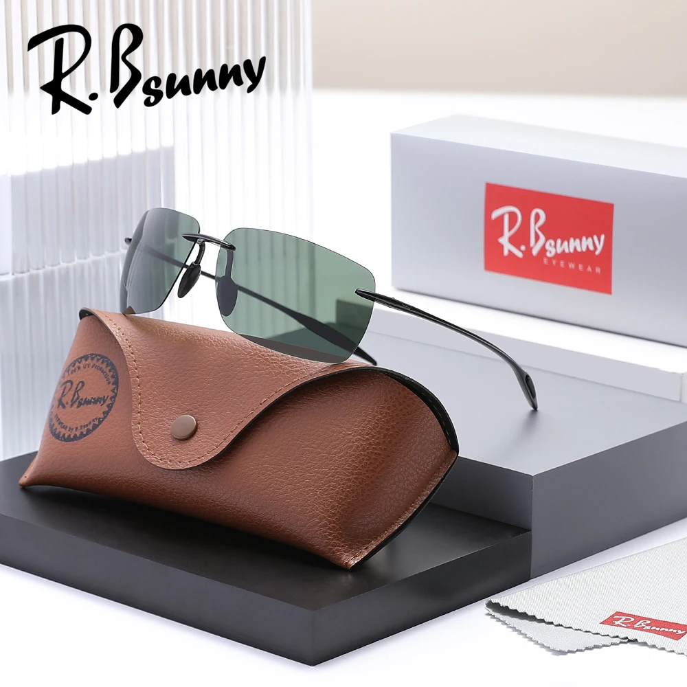 RBsunny New Men Classic Sports Rimless Sunglasses Women Male Driving Golf Rectangle Ultralight Frame Glasses UV400 Eyewear