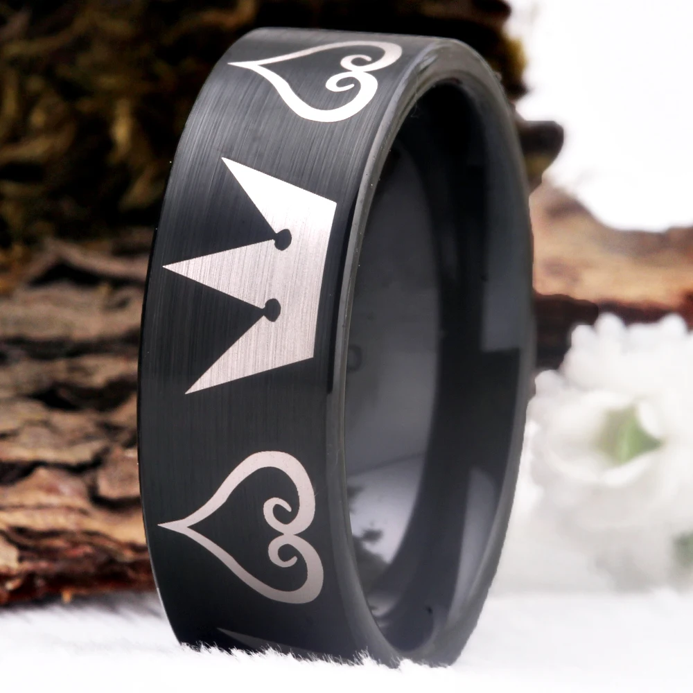 Game Kingdom Hearts Design Men's Tungsten Carbide Ring For Women Men Wedding Dropshipping Jewelry