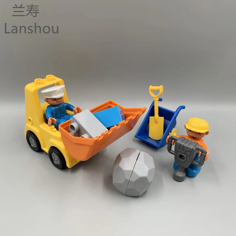 Engineering Truck Big Size Building Blocks Crane Bulldozer Car City Construction Large Bricks Set Assemble Toy For Children Kid