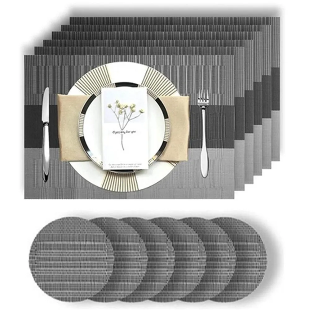 Elegant Placemats Set of 6 with Coaster Vinyl Washable Placemats for Dining Table(45 X 30cm)