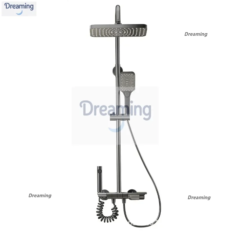 

Набор для душа из пепла, полностью медный бытовой термостатический душ для ванной комнаты, насадка под давлением, ванна для ванной комнаты, дождь