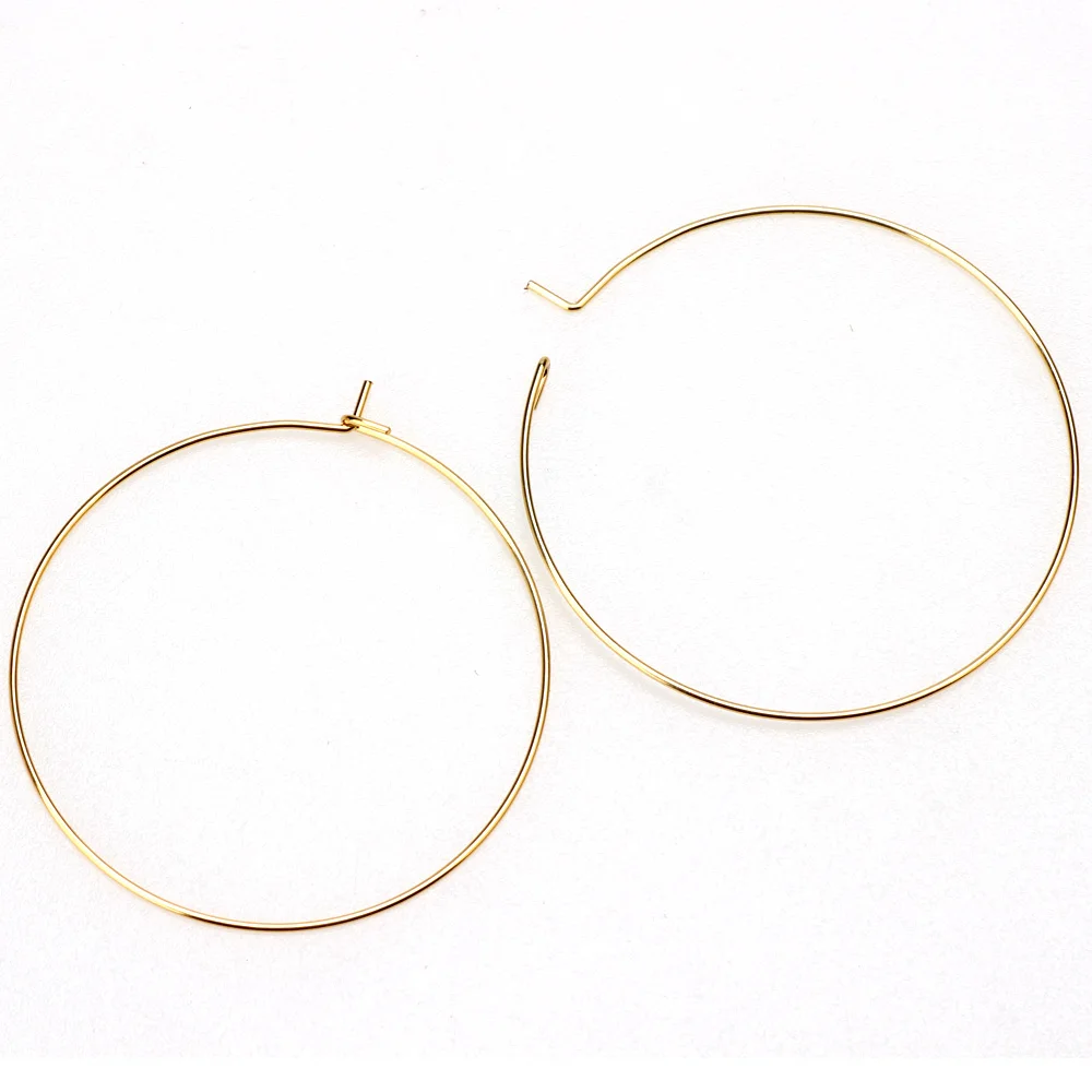 

12Pcs 15/20/25/30/35/40/45/50MM Stainless Steel Gold Color Big Circle Wire Hoop Loop DIY Drop Earring Jewelry Making Accessories