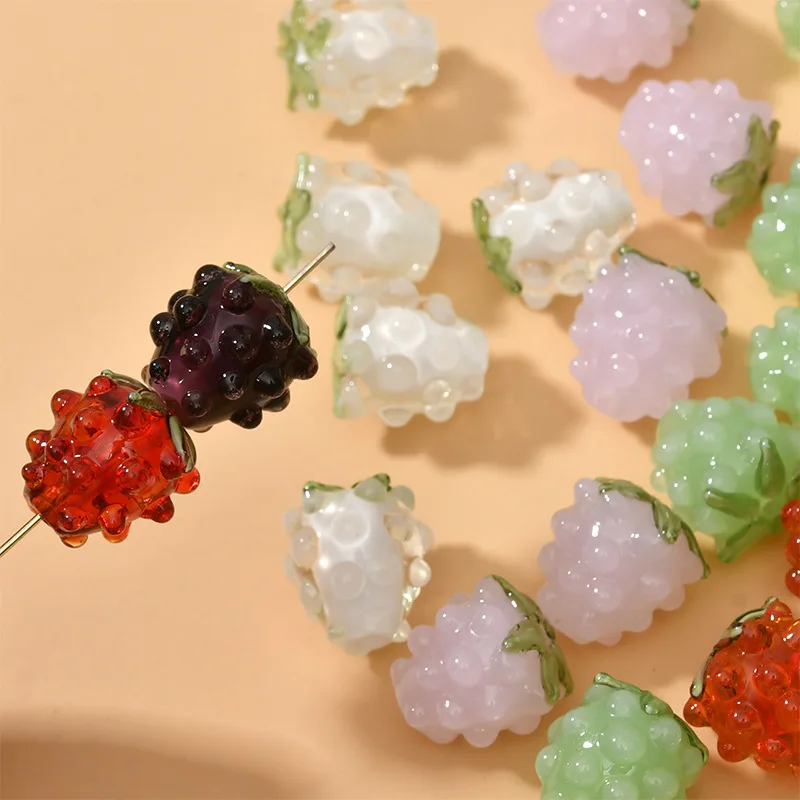 5pcs Handmade Lampwork Fruit Grape Glass Beads for Jewelry Making Raspberry Plum Beads DIY Bracelet Earrings  Gift Accessories