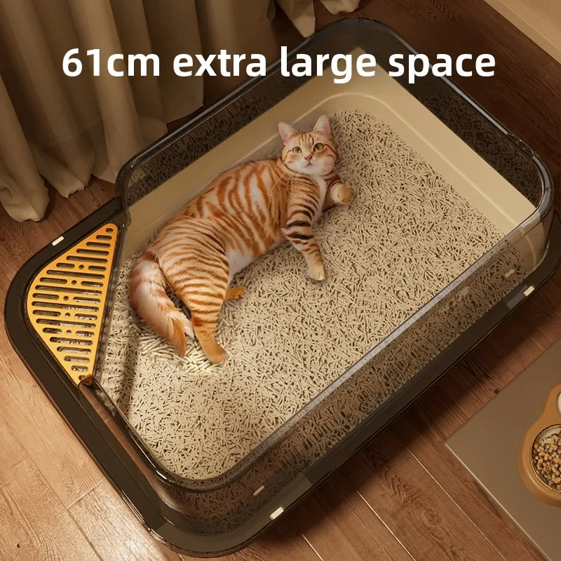 

Cat Litter Box Oversized Splash-proof Plastic Cat Litter Box Large Take-out Pet Cat Toilet Pet Supplies