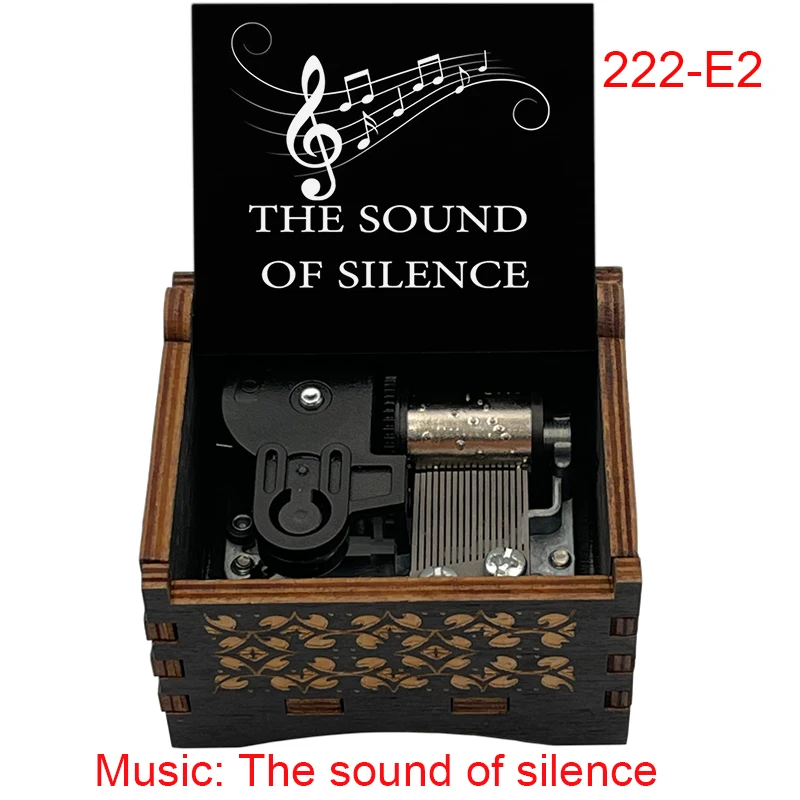 Wooden The Sound of Silence Music Box, Classic Song 18 Note Silver Movement, Fans Friends Classmates Birthday Boutique Gift