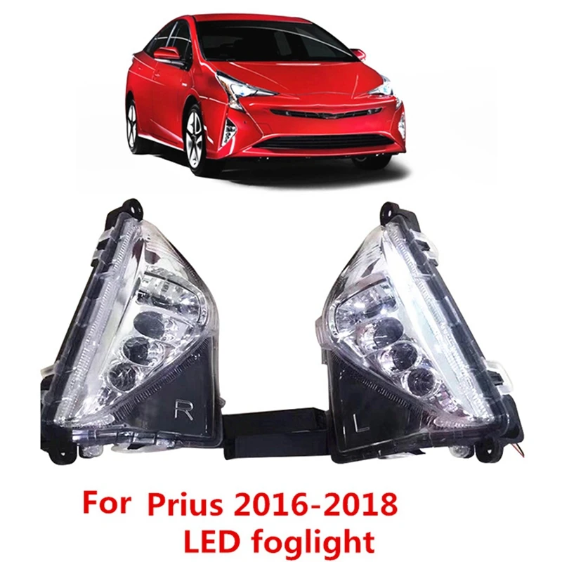 

Автомобильный левый и правый дневной свет, противотуманная фара для Toyota Prius 2016 2017 2018, автомобильная лампа для вождения, дневные ходовые огни, лампа-бампер