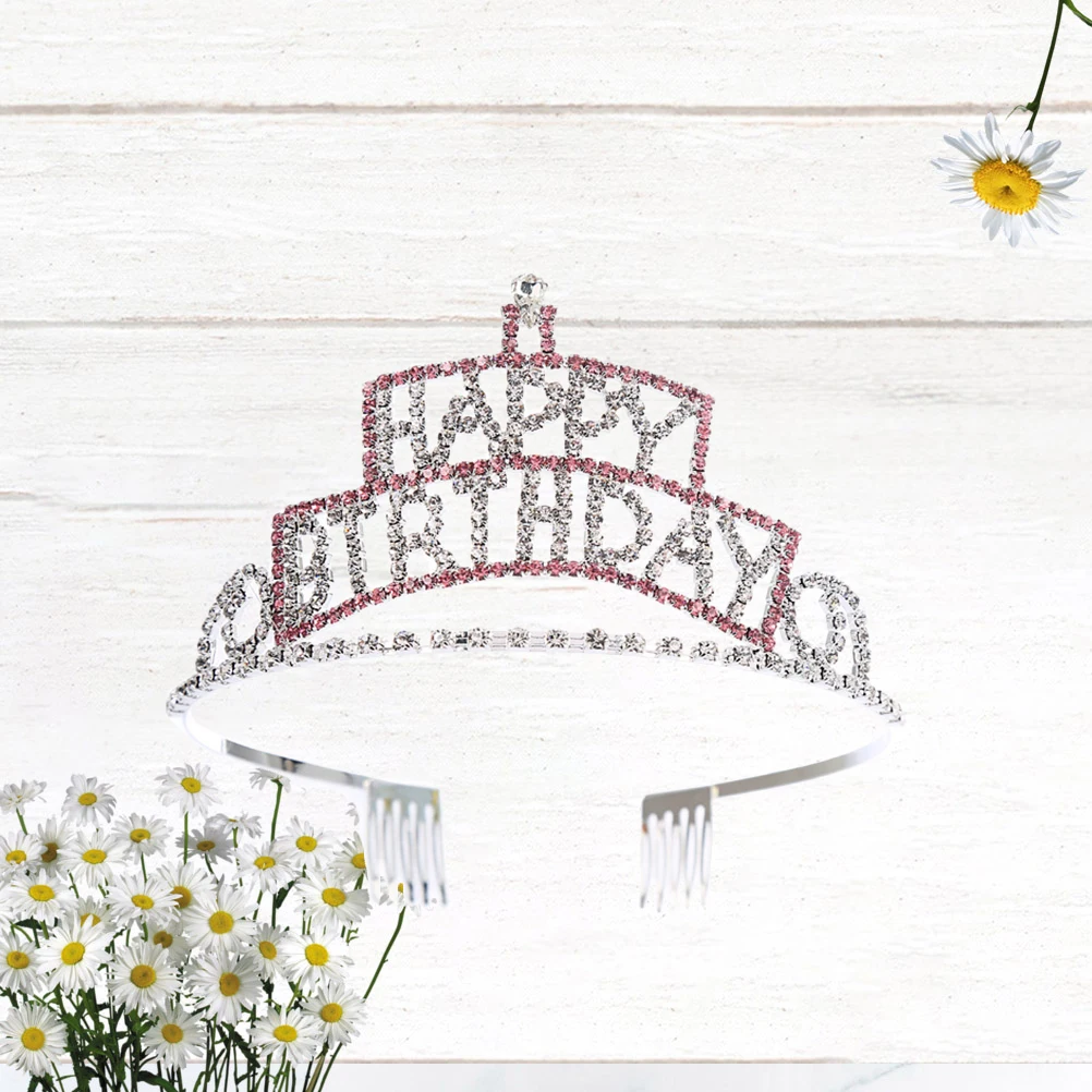 

Crown Claw Chain Headdress Rhinestone Decorative Silver Girl Child Metal Birthday Photos Accessory Safe Lightweight