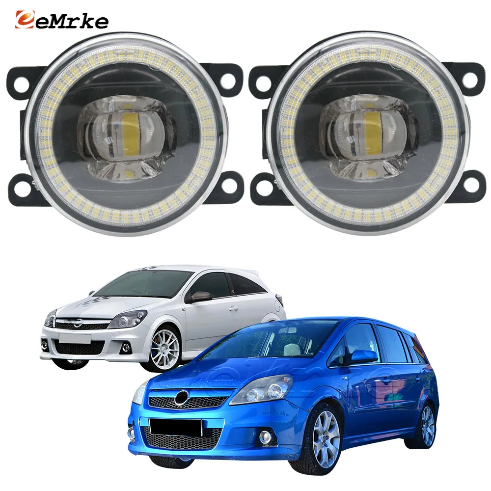 2 X Led Fog Lights Lamp Assembly White with Angel Eyes DRL Halo Car PTF with Lens 15W 12V for Opel Astra H V OPC Zafira B OPC