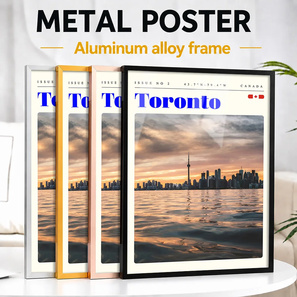 Toronto Ontario Cityscape Framed Aluminum Metal Poster Customized Scenic Tribute Wall Art Perfect In Office For Traveler Gift