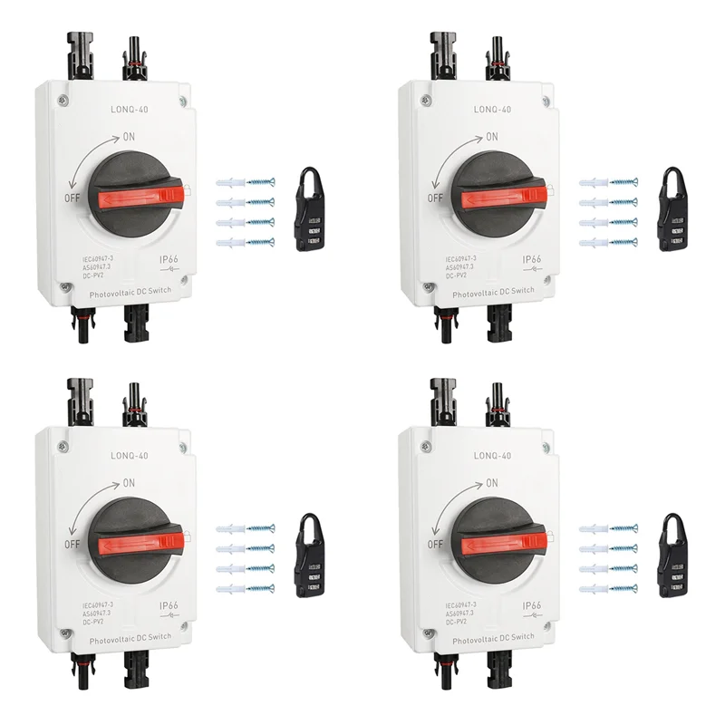 B44C 4X PV fotovoltaïsche zonne-energie-scheidingsschakelaar, LONQ-40 DC-isolator zonne-schakelaar IP66 waterdicht DC1000V 32A 4P