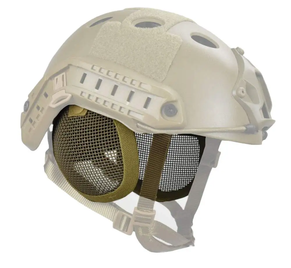 Tactical Airsoft Paintball Metal Mesh Side Cover with Ear Protection for Fast Helmet (Not Including Helmet)