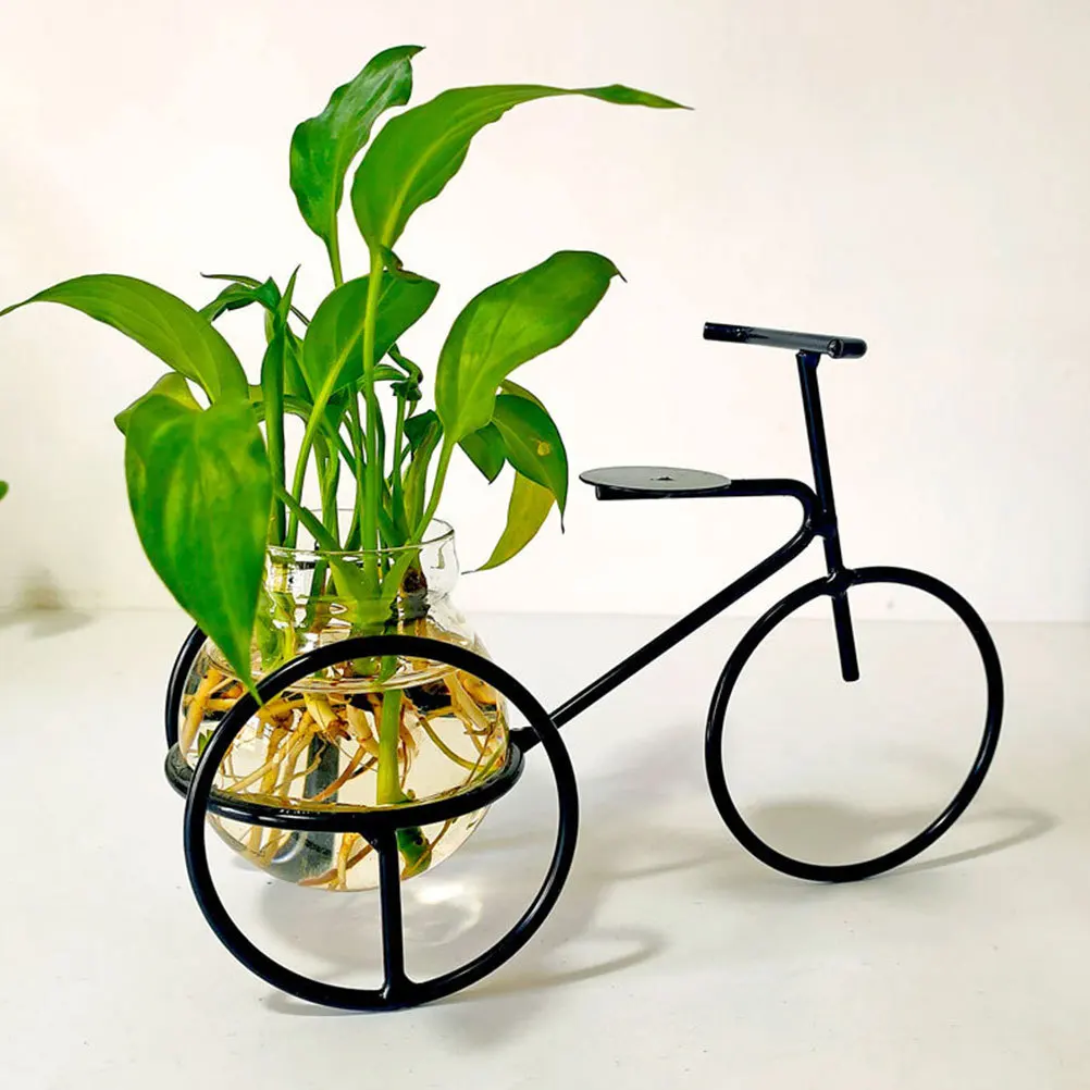 

Bike Vase Transparent Flower Holder Compact Size Creative Home Office Balcony Decoration Hydroponic