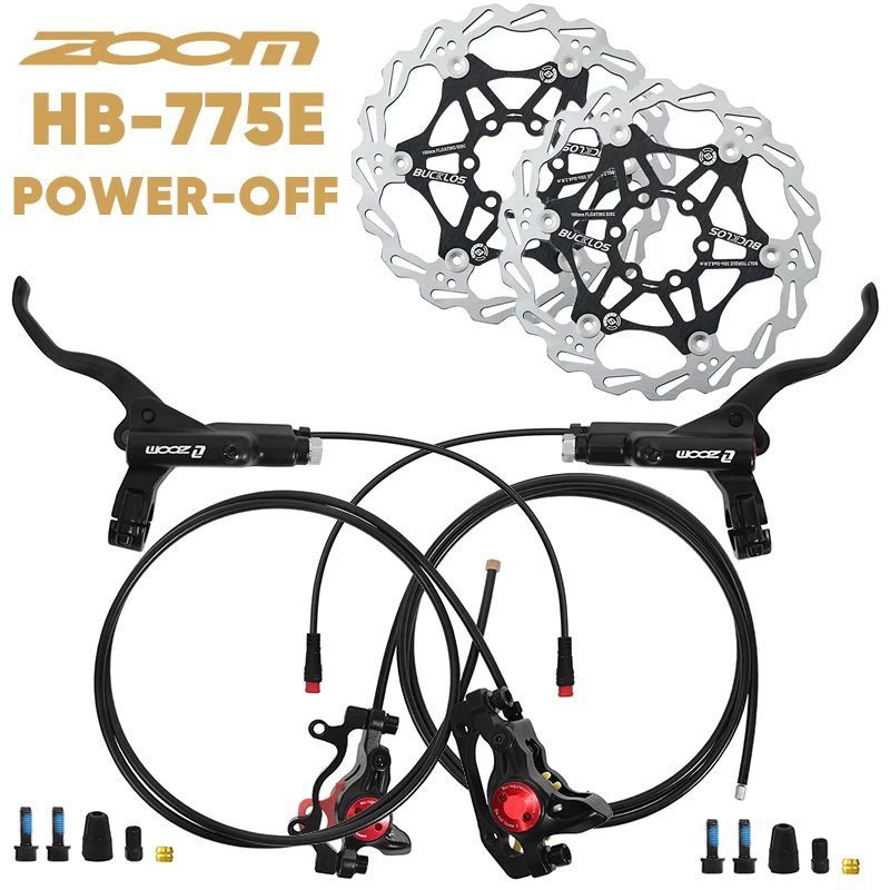 ZOOM E-bike Power Off Hydraulic Brake Set 1100mm/1850mm Electric Bike Brake Set for 160mm Rotor HB-775E Hydraulic Brake Set