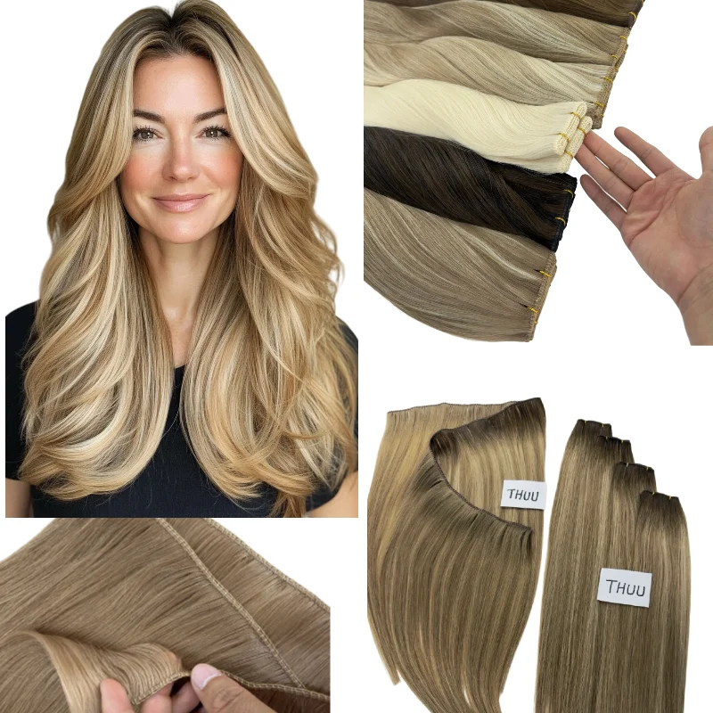 Human Virgin Hair Super Genius Weft 22inch 100g #FB #TLQ Already Sewn Hairpiece Better Drape & Natural Look For Stylist Wholesal