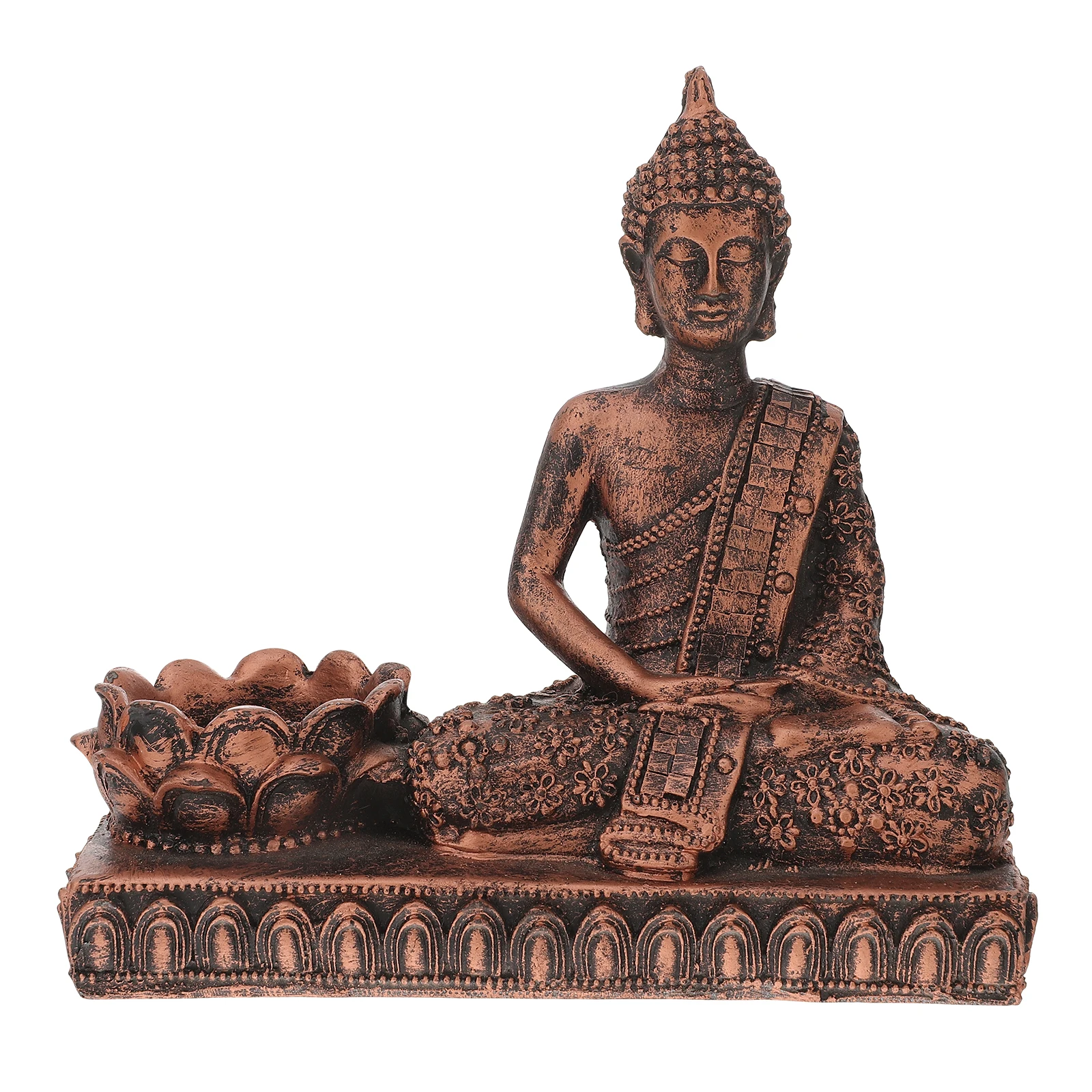 

Buddha Statue Candlestick Ornament Decor Delicate Sculpture Resin Holder Home Temple Mini Model Art Craft Present Gift
