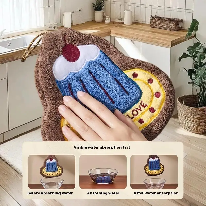 Kitchen Hand Towel Bathroom Absorbent Hand Towel Wall Hanging Cloth Thickened Handkerchief For Kitchen Hand Towel Cleaning Cloth