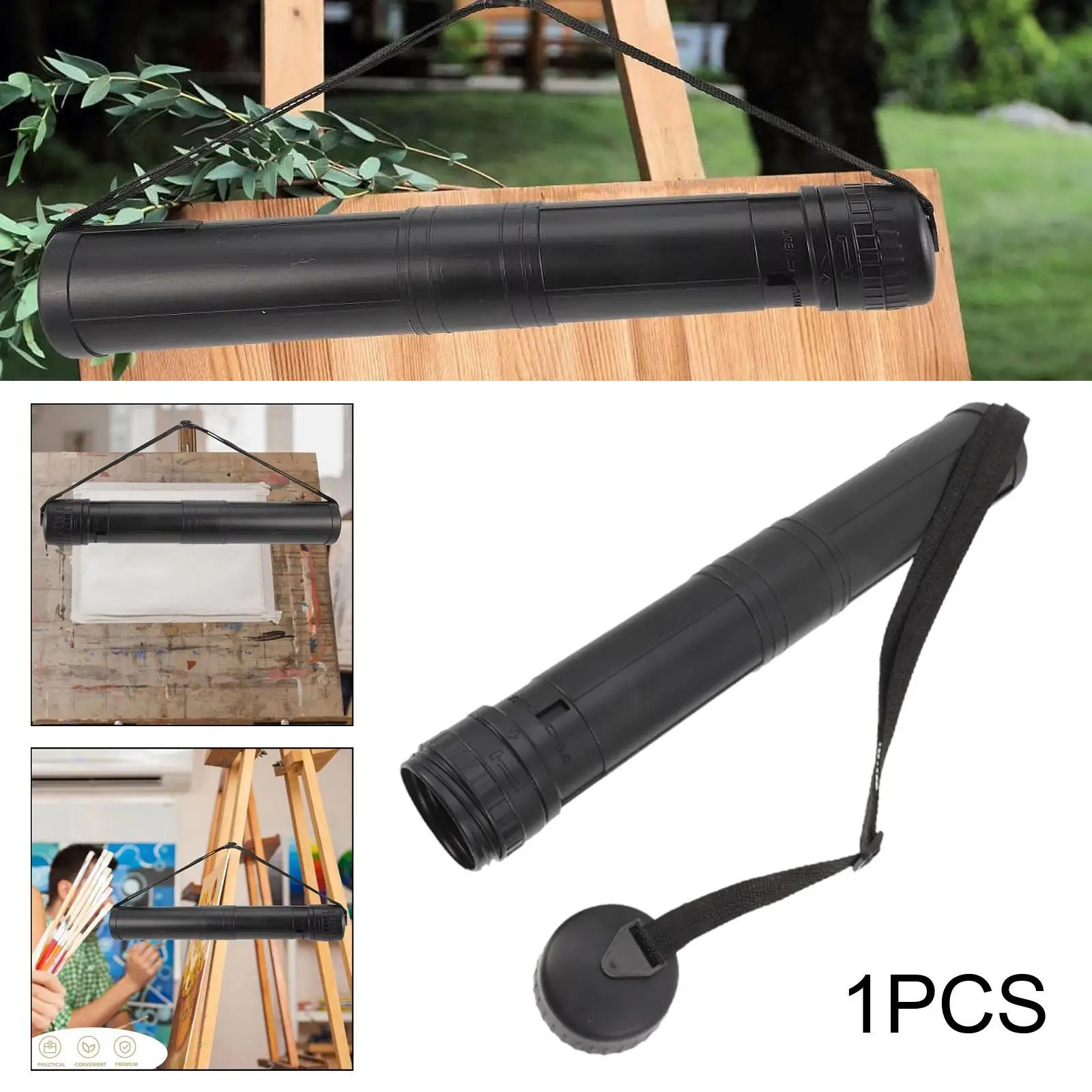 Extendable Poster Tube Drawing Tube Carrying Tube Artwork with Strap Portable Adjustable Length Document Holder Scroll Holder