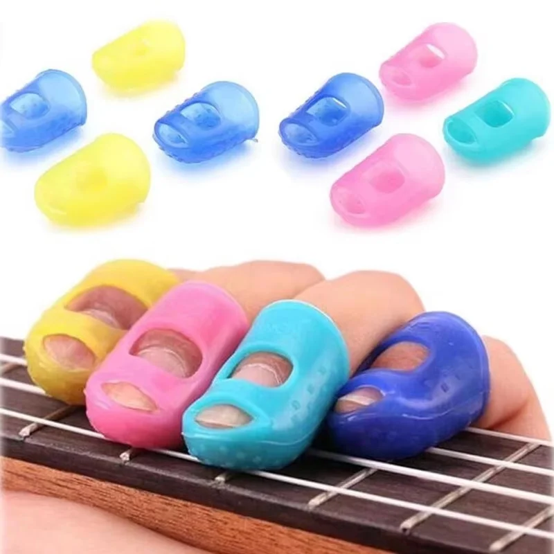 10/20/40Pcs Silicone Finger Guards Guitar Fingertip Protectors For Ukulele Guitar Non-Slip Finger Sets （Random Color）