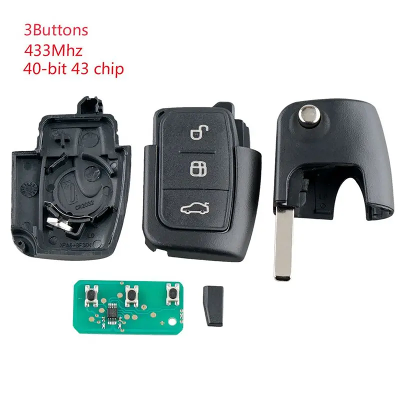 Precise 5X Car Smart Remote Key 3 Buttons Fit For Ford Focus Fiesta 2013 Fob Case 433Mhz