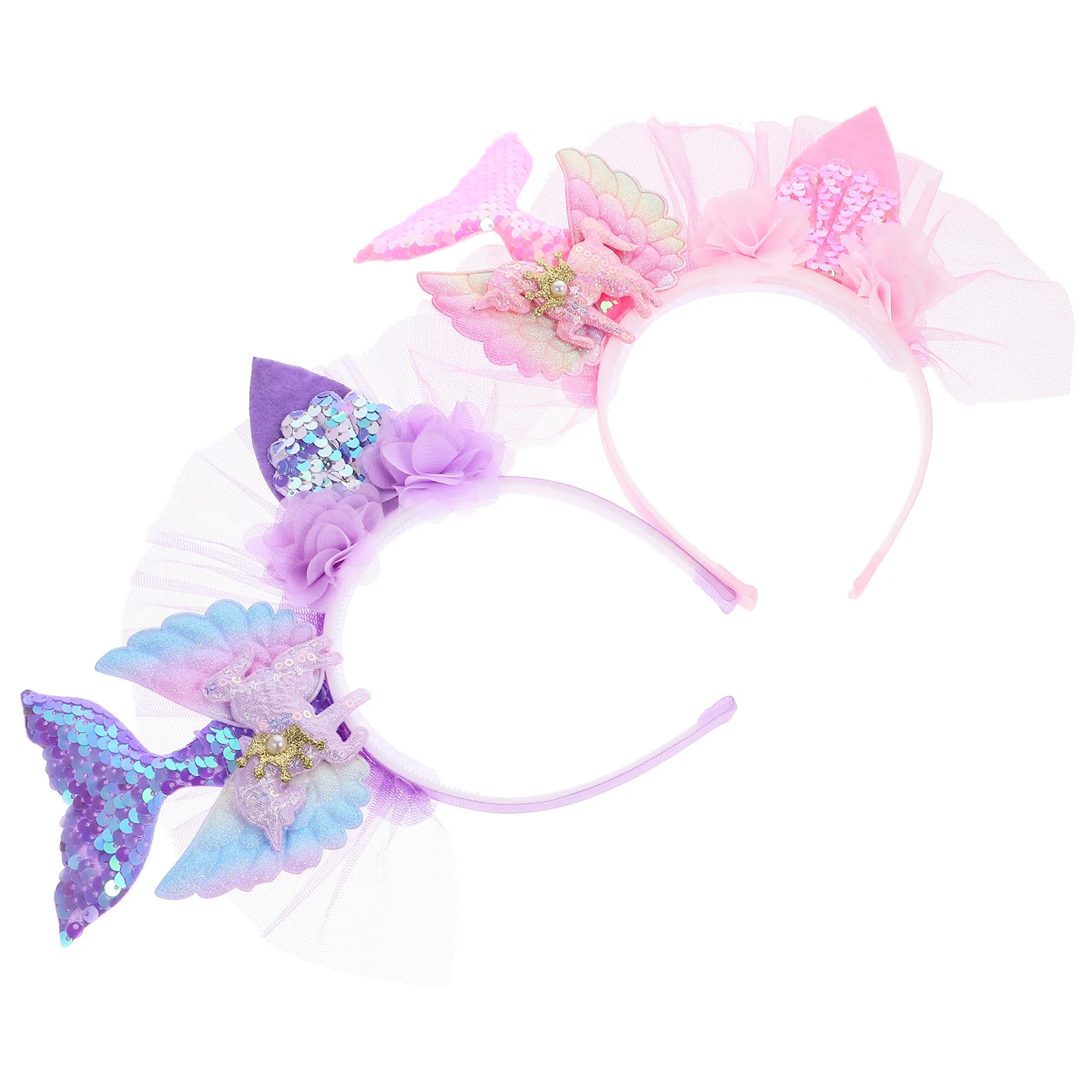 

2Pcs Mermaid Tail Hairband Sequin Headband for Girls Party Hair Accessory Cosplay Headdress Lovely Hair Decor Party Headdress