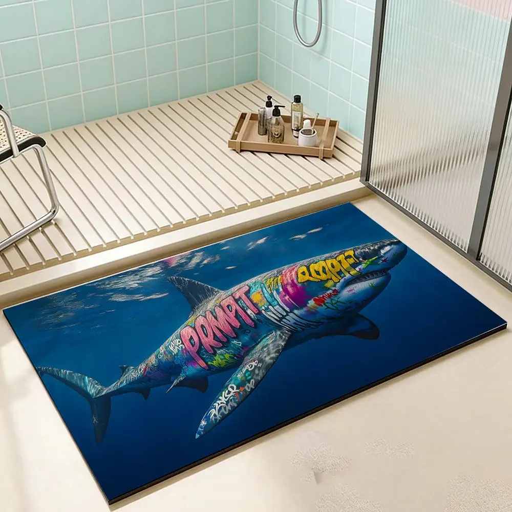 Floor Mat Diatomaceous Earth Bath Mat, QuickDrying, Water Absorb，MultiScene Household Floor Mat T-3DSharkCreative