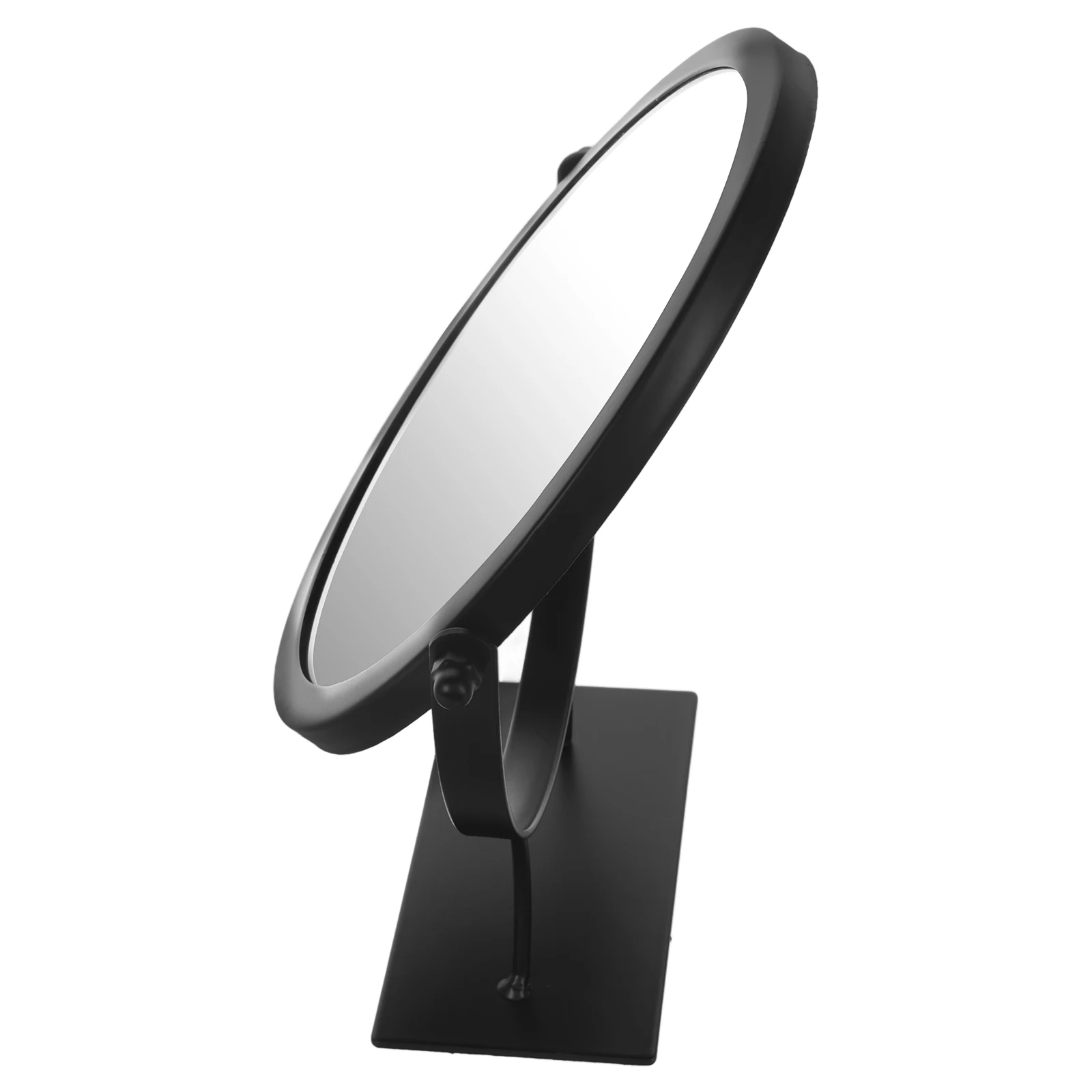 Espelho de maquiagem de mesa, estrutura de ferro, superfície transparente rotativa, base estável para penteadeira, quarto, vaidade, pequeno, ajustável