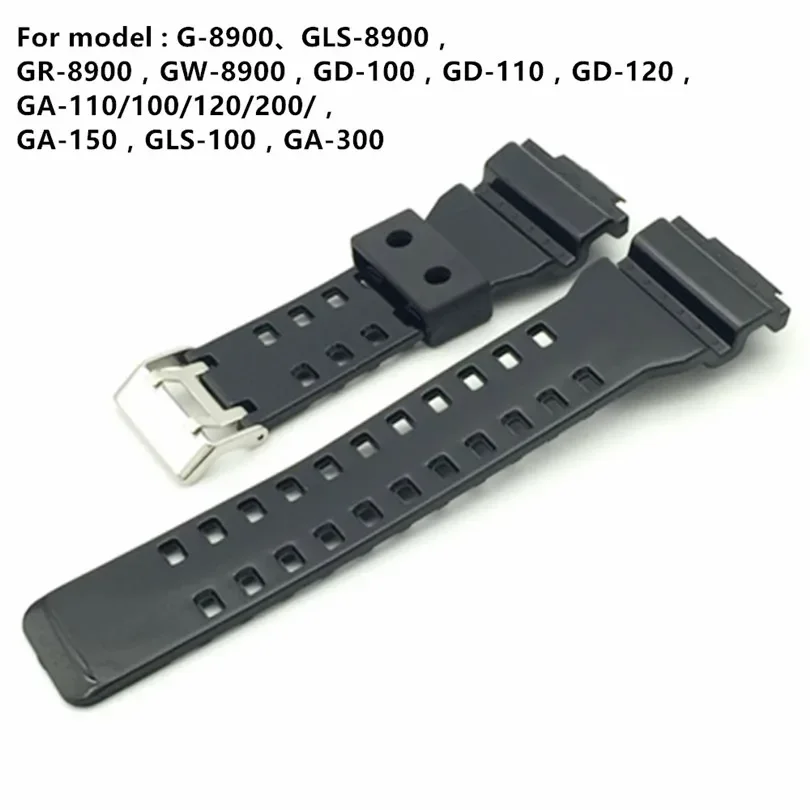 Silicone Rubber Watch Band Strap Fit For Casio G Shock GA110 GA100 400 Replacement Black Waterproof Watchbands16mm Accessories