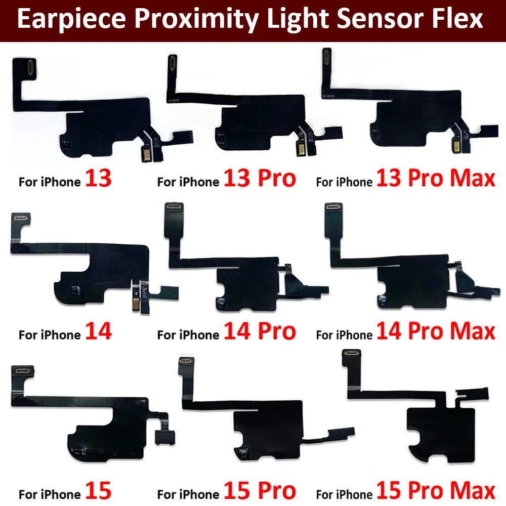 Earpiece Proximity Light Sensor Flex Cable with Mic For iPhone 13 14 15 16 17 Pro Max Plus Mini 16E Air Ear Speaker Repair Parts view 3