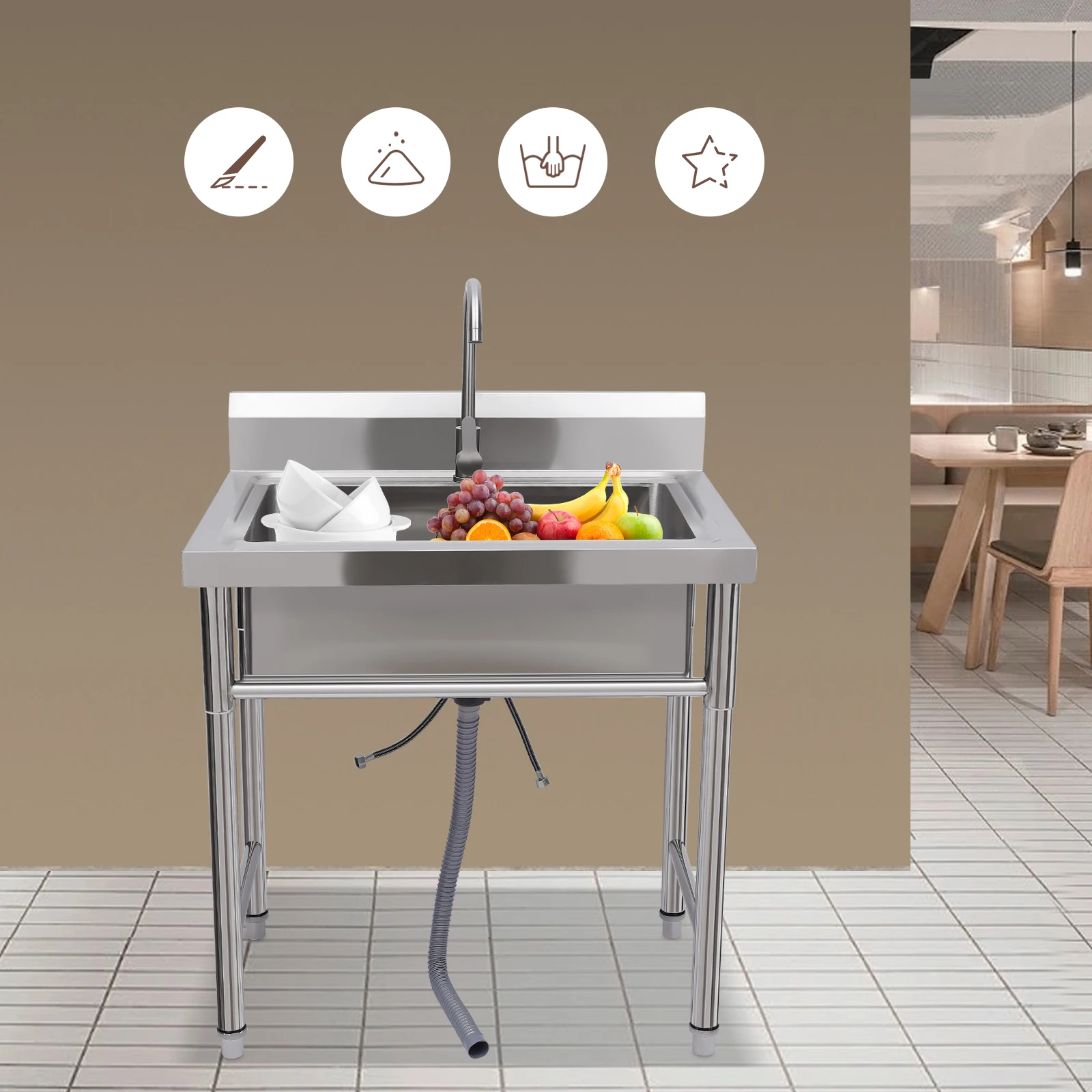 Versatile Stainless Steel Sink Set: Modern Design, Spacious Basin, and Practical Drainage for a Tidy Kitchen kitchen sink