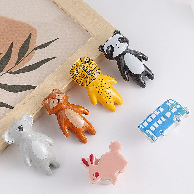 KK&FING Cute Animal shape Children Room Handles Ceramic Cartoon Drawer Knobs Cabinet Door Pulls Furniture Handle Door Hardware