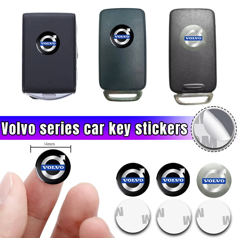 3D 14mm Crystal Car logo Key Emblem button 3M Sticker For Volvo XC40 XC60 XC90 C30 C70 S40 S60 S80 S90 T6 T8 V40 V50 V60 V70 V90