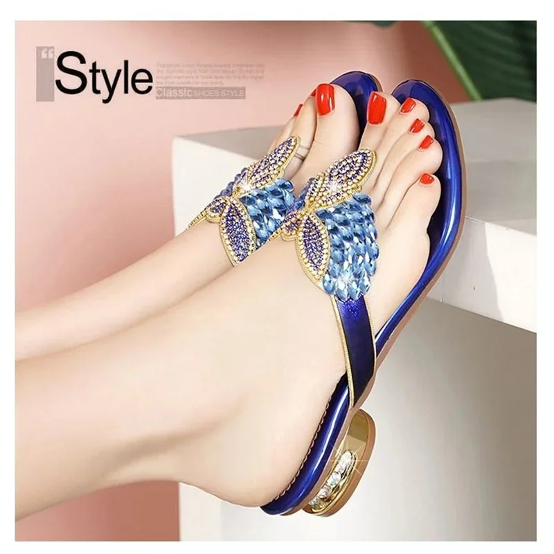 Summer Flip Flops Casual Shoes Comfort Crystal Rhinestone Design Sandal Hot Ladies Leather Fashionable Sexy Slippers