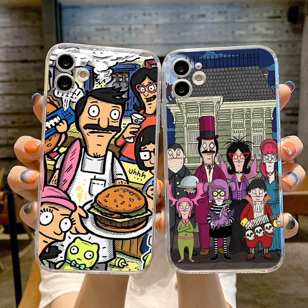 For IPhone 15 PRO Anime B-bob Burgers Phone Case for IPhone 13 11 12 Pro XR XS MAX 8 X 7 14 Plus 13mini Transparent Covers